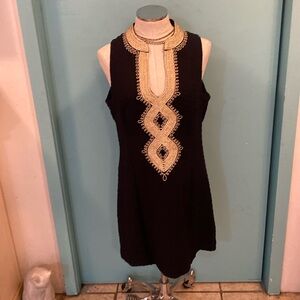 Lilly Pulitzer Black Dress with Gold Embroidery